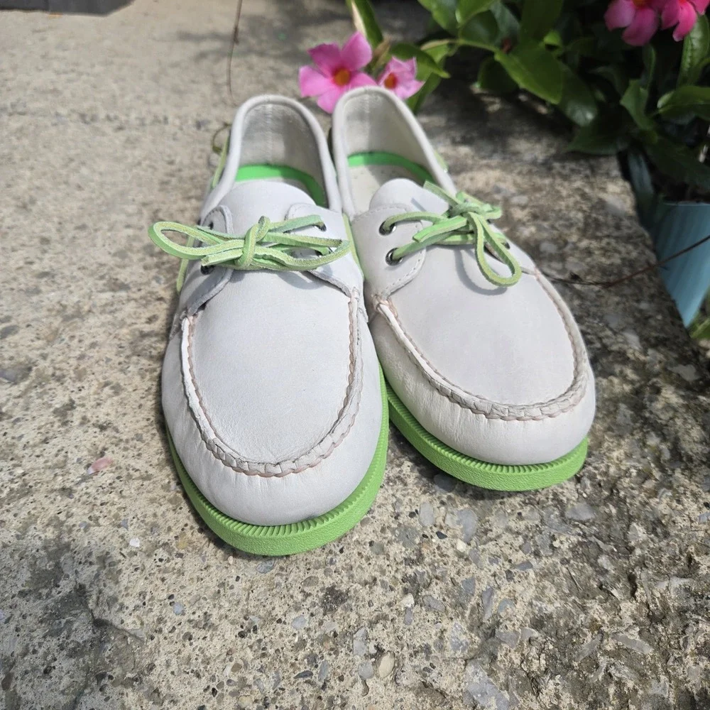 Sperry Top-Sider Boat Shoes Mens 11.5  Ivory/ Beige Green